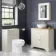 Lucia Chalk White Vanity with Oak Effect Top & Round Counter Top Basin 840mm - Brushed Brass Accents