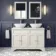 Lucia Chalk White Double Vanity with Marble Top & Oval Counter Top Basin 1200mm - Brushed Brass Accents