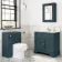Lucia Inky Blue Vanity with Marble Top & Undermount Basin 830mm - Brushed Brass Accents