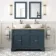 Lucia Inky Blue Double Vanity with Oak Effect Top & Curved Counter Top Basin 1200mm - Brushed Brass Accents
