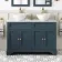 Lucia Inky Blue Double Vanity with Marble Top & Round Counter Top Basin 1200mm - Brass Accents