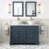 Lucia Inky Blue Double Vanity with Marble Top & Round Counter Top Basin 1200mm - Brass Accents