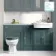 Monaco Midnight Green Combination Vanity Traditional Basin with Marble Top & Hudson Toilet with Wooden Seat 1500mm