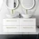 Elba Gloss White Double Wall Hung Drawer Vanity with Marble Top & Oval Basin 1200mm - Brushed Brass Accents