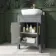 Bermuda Dove Grey Vanity with Curved Counter Top Basin 600mm - Brass Knurled Handles
