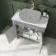 Bermuda Dove Grey Cabinet with Marble Top 800mm Excludes Counter Top Basin - Brass Knurled Handles