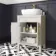 Bermuda Chalk White Vanity with Marble Top & Curved Counter Top Basin 600mm - Brass Knurled Handles