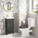 Bermuda Graphite Grey Cloakroom Basin Vanity 400mm - Brass Knurled Handles