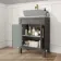 Bermuda Graphite Grey Cabinet with Marble Top 600mm Excludes Counter Top Basin - Brass Knurled Handles