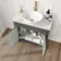 Bermuda Graphite Grey Vanity with Marble Top & Oval Counter Top Basin 800mm - Brass Knurled Handles
