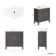 Bermuda Graphite Grey Vanity with Marble Top & Curved Counter Top Basin 800mm - Brass Knurled Handles