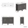 Bermuda Graphite Grey Vanity with Marble Top & Oval Counter Top Basin 1200mm - Brass Knurled Handles