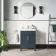 Bermuda Inky Blue Basin Vanity 600mm - Brass Knurled Handles