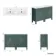 Bermuda Midnight Green Double Basin Vanity 1200mm - Brass Knurled Handles