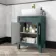 Bermuda Midnight Green Vanity with Marble Top & Curved Counter Top Basin 600mm - Brass Knurled Handles
