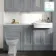 Monaco Dove Grey Combination Vanity Traditional Basin with Marble Top 1500mm (Excludes Pan & Cistern) - Brass Knurled Handles