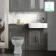 Monaco Graphite Grey Basin Vanity and Back To Wall Unit 1200mm (Excludes Pan & Cistern) - Brass Knurled Handles