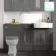 Monaco Graphite Grey Basin Vanity and Back To Wall Unit 1500mm (Excludes Pan & Cistern) - Brass Knurled Handles