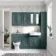 Monaco Midnight Green Combination Vanity Basin with Marble Top 1500mm (Excludes Pan & Cistern) - Brass Knurled Handles