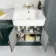 Monaco Midnight Green Combination Vanity Basin with Marble Top 1500mm (Excludes Pan & Cistern) - Brass Knurled Handles