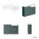 Monaco Midnight Green Combination Vanity Traditional Basin with Marble Top 1200mm (Excludes Pan & Cistern) - Brass Knurled Handles