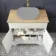 Lucia Chalk White Cabinet with Oak Effect Top 840mm (Excludes Counter Top Basin) - Brass Knurled Handles