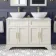 Lucia Chalk White Double Vanity with Marble Top & Oval Counter Top Basin 1200mm - Brass Knurled Handles