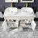 Lucia Chalk White Double Vanity with Marble Top & Curved Counter Top Basin 1200mm - Brass Knurled Handles