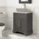 Lucia Graphite Grey Cabinet with Marble Top 640mm (Excludes Counter Top Basin) - Brass Knurled Handles