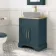 Lucia Inky Blue Cabinet with Oak Effect Top 640mm (Excludes Counter Top Basin) - Brass Knurled Handles