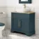 Lucia Inky Blue Vanity with Oak Effect Top & Curved Counter Top Basin 840mm - Brass Knurled Handles