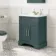 Lucia Midnight Green Basin Vanity 630mm - Brass Knurled Handles