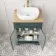 Lucia Midnight Green Vanity with Oak Effect Top & Curved Counter Top Basin 640mm - Brass Knurled Handles