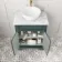 Lucia Midnight Green Vanity with Marble Top & Round Counter Top Basin 640mm - Brass Knurled Handles