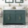 Lucia Midnight Green Double Vanity with Marble Top & Curved Counter Top Basin 1200mm - Brass Knurled Handles