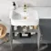 Harper Stone Grey Basin Vanity and Back To Wall Toilet Unit 1200mm (Excludes Toilet) - Brushed Brass Accents - Left Handed