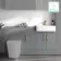 Harper Stone Grey Combination Vanity Basin 1500mm (Excludes Toilet) - Brushed Brass Accents