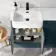Harper Navy Blue Basin Vanity and Back To Wall Toilet Unit 1200mm (Excludes Toilet) - Black Accents - Left Handed