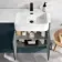 Harper Navy Blue Combination Vanity Basin and Boston Toilet 1200mm - Black Accents - Right Handed