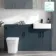 Harper Navy Blue Combination Vanity Basin and Houston Toilet 1500mm - Black Accents