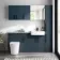 Harper Navy Blue Combination Vanity Basin with Marble Top & Tucson Toilet 1500mm - Black Accents