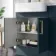 Harper Navy Blue Basin Vanity with Marble Top & Back To Wall Unit 1200mm (Excludes Toilet) - Brushed Brass Accents