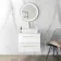 Elba Gloss White Wall Hung Drawer Vanity with Marble Top & Cody Basin 600mm - Brushed Brass Accents