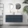 Corsica Inky Blue Wall Hung Drawer Vanity with Marble Top & Marin Basin 1200mm