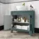 Bermuda Midnight Green Vanity with Marble Top & Oval Counter Top Basin 800mm - Brass Knurled Handles