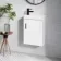Quartz Gloss White Cloakroom Wall Hung Basin Vanity 400mm - Black Accents