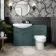 Capri Mystic Green Combination Vanity Basin and Miami Toilet 1350mm - Chrome Handles