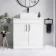 Mersey Gloss White Vanity with Troy Basin 800mm - Black Accents