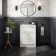 Milos Cotton White Basin Vanity 600mm - Brushed Handles