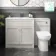 Milos Cotton White Combination Vanity Basin and Aruba Toilet 1300mm - Chrome Handles